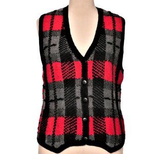 Vintage Hand Made Multi Color Knit Vest Size M